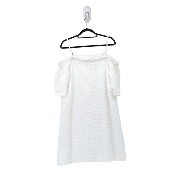 Calvin Klein Women 14 Dress White Cold Off Shoulder Eyelet Polyester - Picture 8 of 9